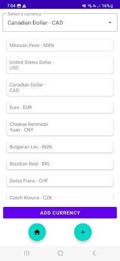 Currency converter Screen 3