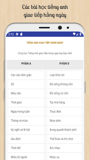 Android application Tiếng Anh giao tiếp hàng ngày screenshort