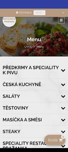 Android application Restaurace Pražanka screenshort