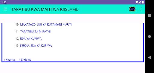 Android application SWALA YA MAITI screenshort
