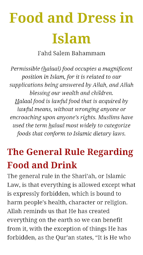 Food and Dress in Islam Book
