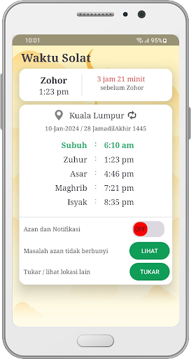 Android application Waktu Solat screenshort