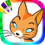 Coloring cats and kittens icon