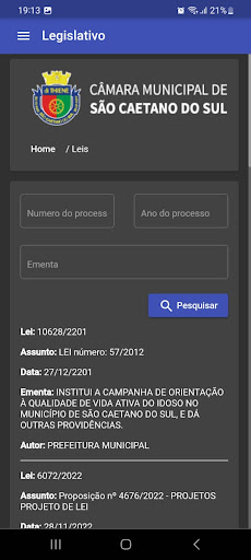 Android application Câmara de São Caetano do Sul screenshort