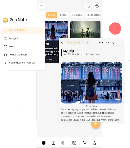 Android application Zen Note, Note screenshort