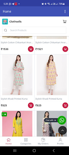 Android application clothsells screenshort