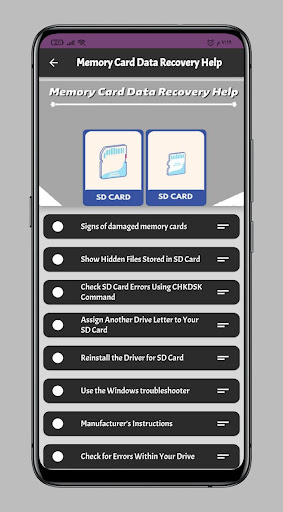 Memory Card Data Recovery Help Screen 3