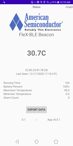FleX-BLE Beacon App Screen 2