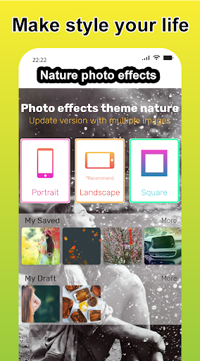 Android application Photo effects theme nature, na screenshort