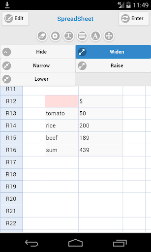 Simple Spreadsheet Screen 3