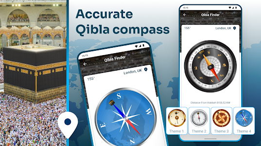 Qibla Compass with Salah Time