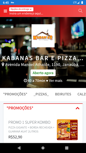 Android application Kabanas Bar e Pizzaria screenshort