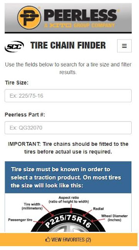 Peerless Tire Chain Finder Screen 2
