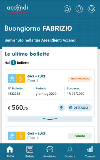 Android application Accendi screenshort