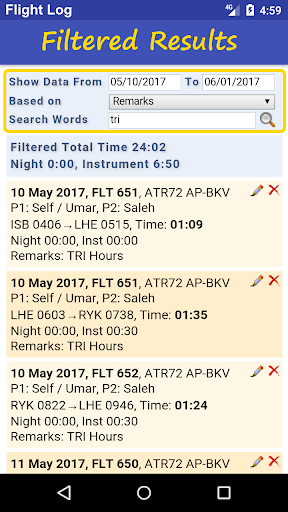 Flight Log Screen 2