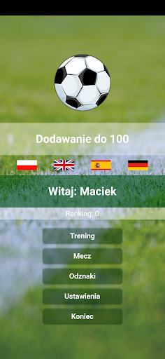 Android application Dodawanie piłka nożna screenshort
