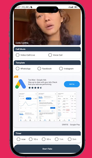 Android application Fake Live with Bunda Corla screenshort