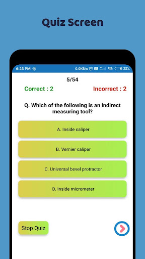 ITI Fitter NIMI App - MCQ Quiz Screen 2