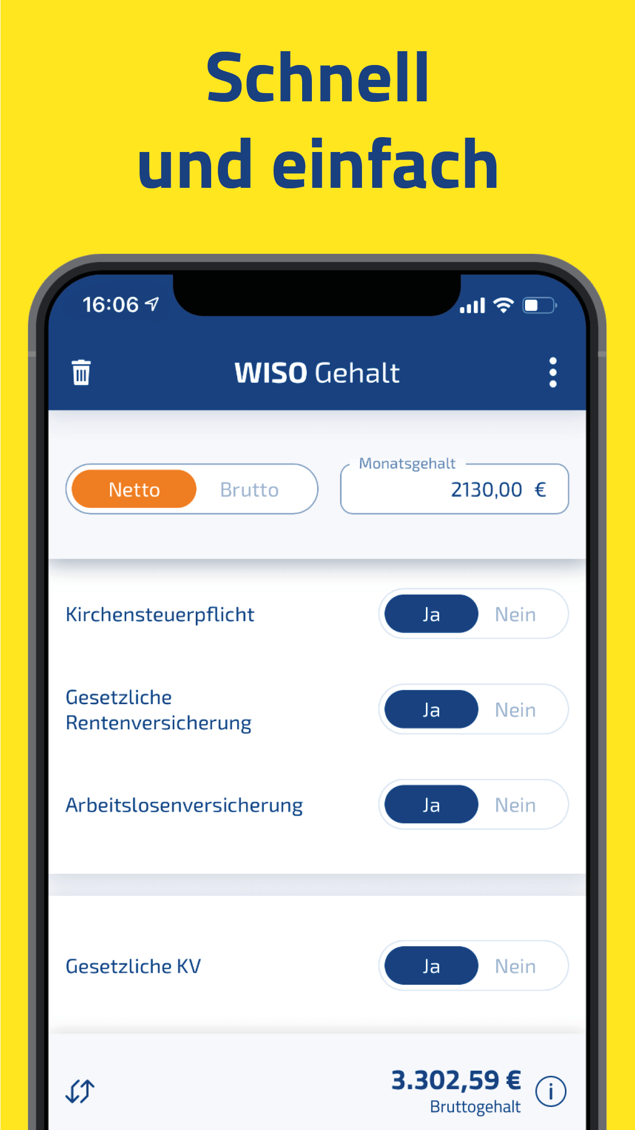 Android application WISO Gehalt – Brutto Netto screenshort