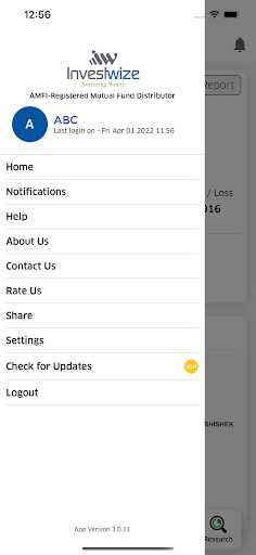 Android application Investwize screenshort
