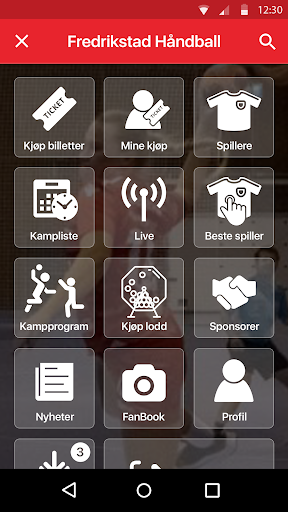 Android application Fredrikstad Håndball screenshort