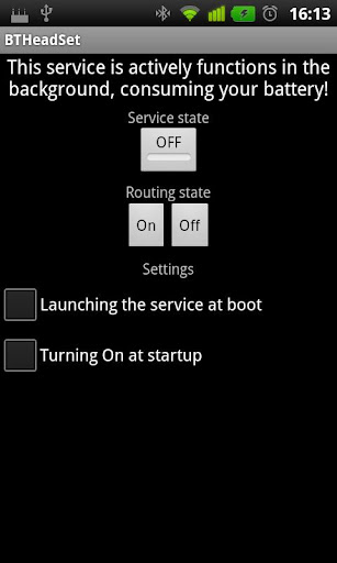 Android application BTHeadSet screenshort