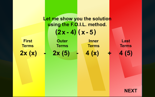 Product of Binomials Screen 3