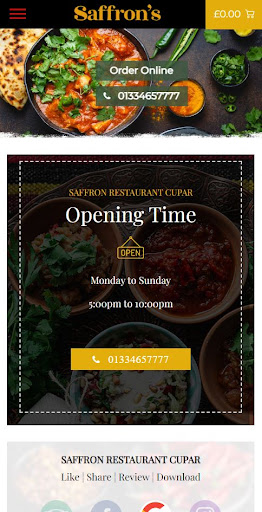 Android application Saffron's Restaurant Cupar screenshort