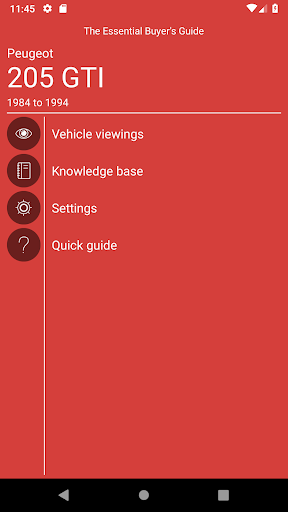 Android application Peugeot 205 GTI screenshort