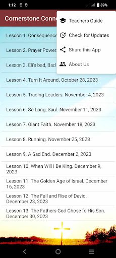 Android application Cornerstone Connections Lesson screenshort