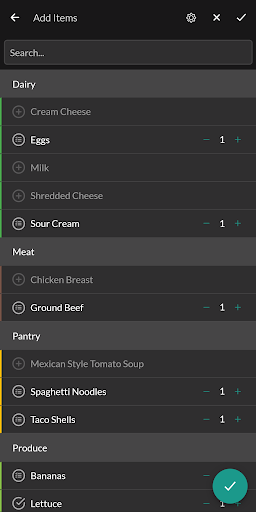 Grocery Board: Shopping List Screen 2