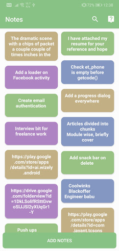 Android application Notes screenshort