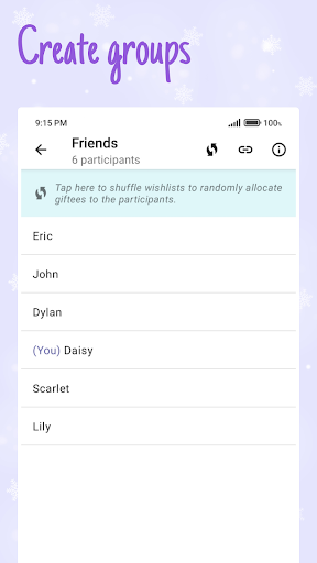 Secret Santa name generator Screen 2
