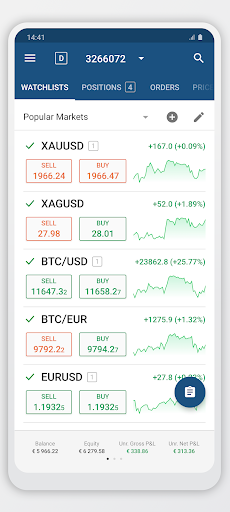 Android application TradingPro cTrader screenshort