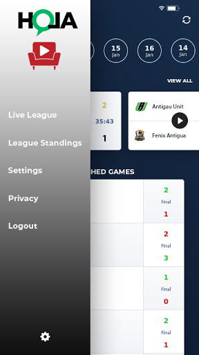 Android application LiveLeague screenshort