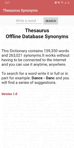 Android application Thesaurus Synonyms Offline screenshort