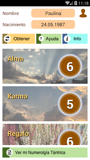 Android application Numerología Tántrica screenshort