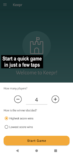 Keepr - A Score Keeping App Screen 2