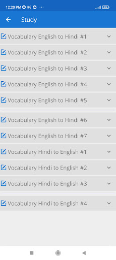 Android application Hindi to English Word Meaning screenshort