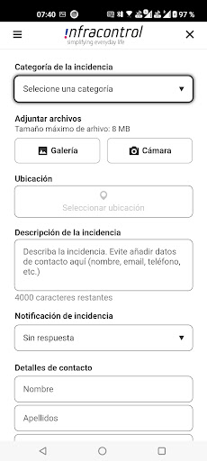 Infracontrol Online Español Screen 2