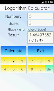 Schermata Calcolatrice logaritmo Pro