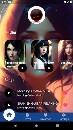 Android application Coffee Music screenshort