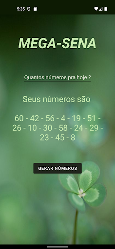 Android application MegaSorteApp screenshort