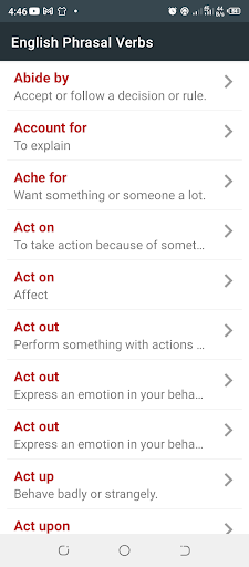 Android application English Phrasal Verbs screenshort