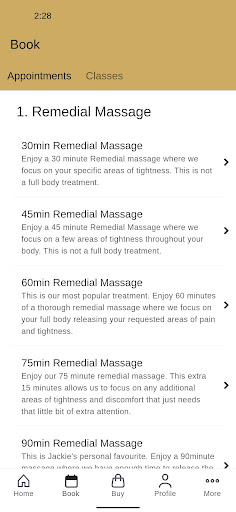 Jackies Sports Massage Screen 2