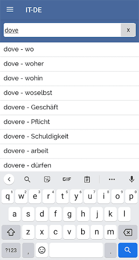 German Italian Dictionary Screen 2