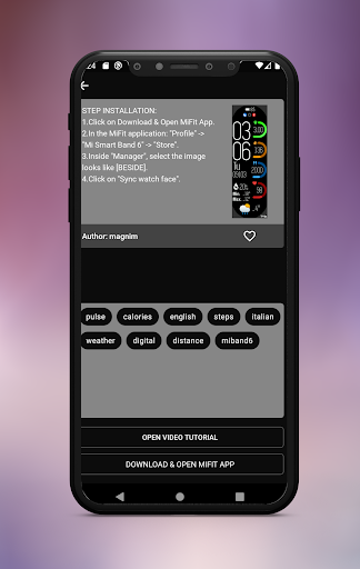Android application Mi Band 4 WatchFace Tool screenshort