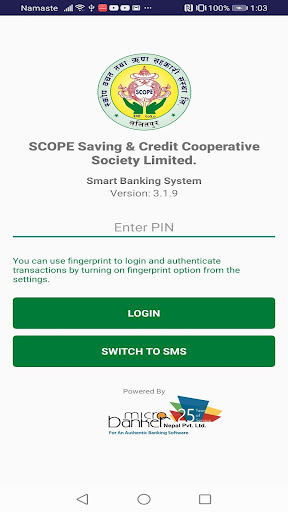 Android application Scope Smart Banking screenshort