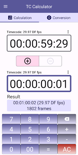 Timecode Calculator Screen 2