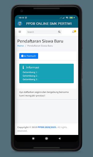 PPDB Online SMK Pertiwi Kuning Screenshot 1 - AppWisp.com